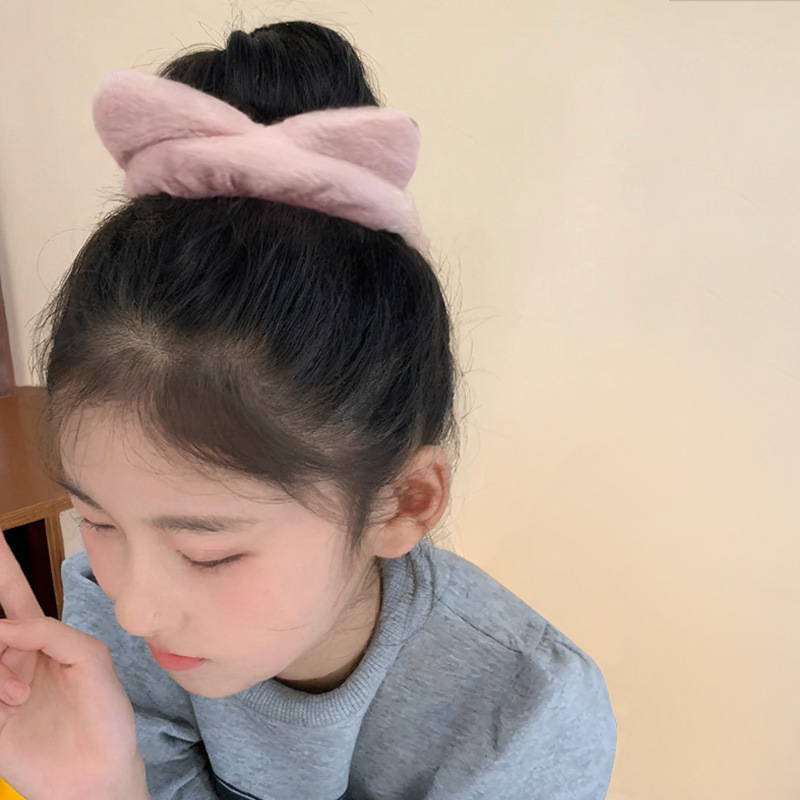 儿童可爱猫耳朵大肠发圈秋冬新款发绳小女孩毛绒头绳公主宝宝头饰|undefined