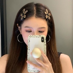 韩国新款小众设计感豹纹小花发夹甜美少女刘海侧边夹碎发夹头饰女
