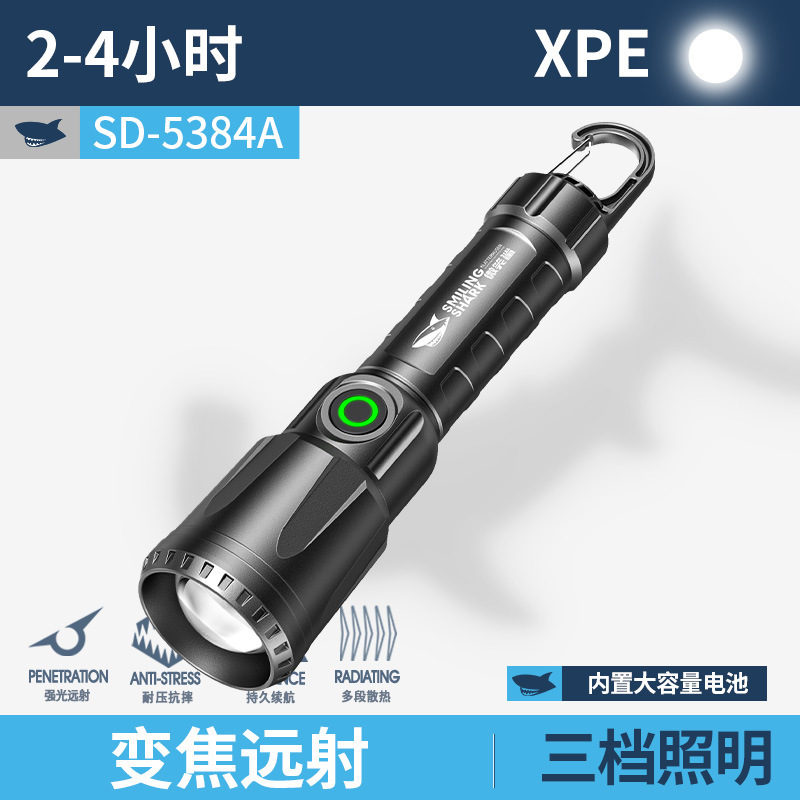 跨境新款便携带挂钩数字电量显示COB侧灯多功能户外照明手电筒|undefined