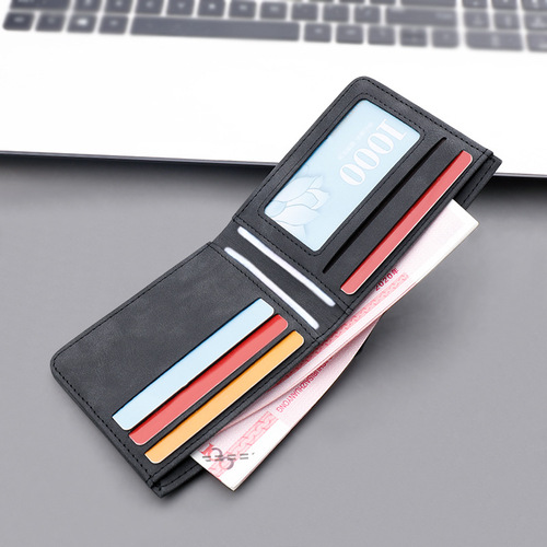 Wallet men's ins style short men's wallet can hold driver's license nubuck leather college student wallet men's simple style