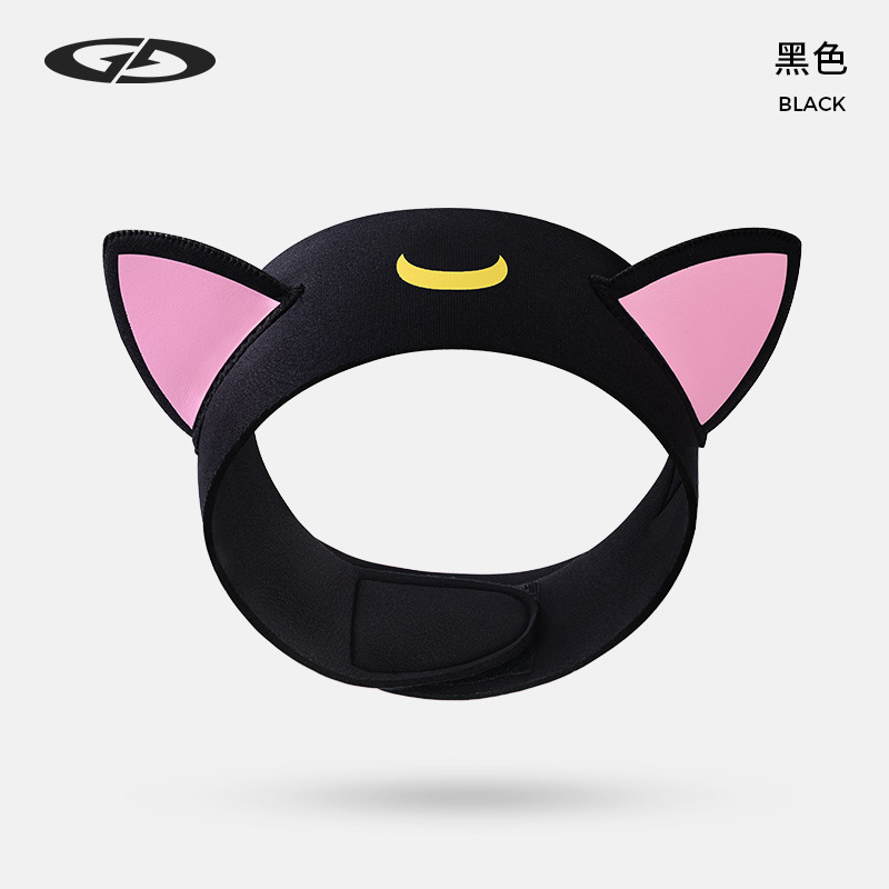 水泳ヘッドバンド、アウトドアスポーツ、シュノーケリング用品、猫耳立体漫画風かわいいヘッドスカーフ、ダイビングヘッドバンド、女性用|undefined