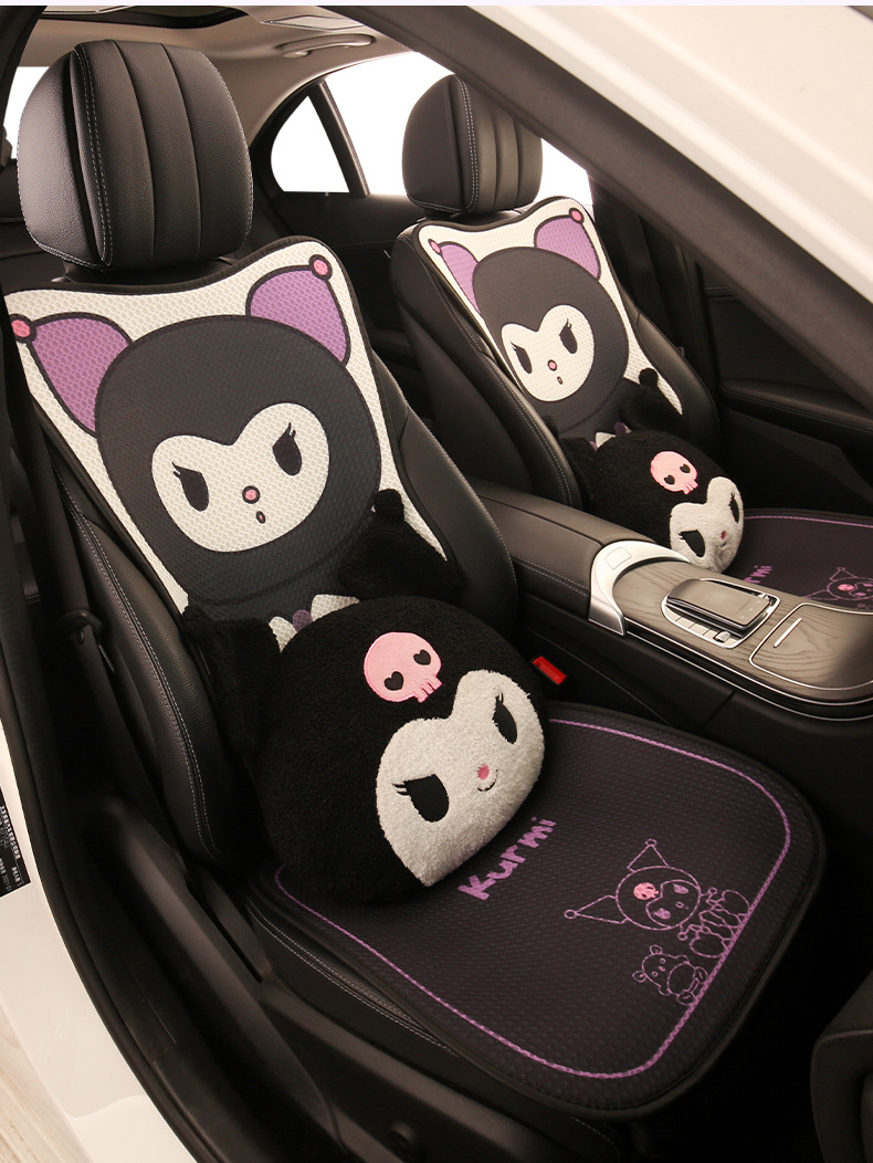 Kuromi Car Seat Cushion, Universal for All Seasons, Cute Cartoon Seat Cushion, Summer Breathable Seat Cover, Women's Rear Seat Cover