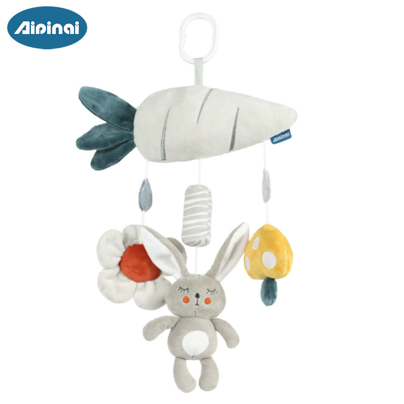 Aipinqi nueva cama de bebé colgando cochecito colgante bebé gris estilo animal viento campanas cama carillones juguetes de peluche