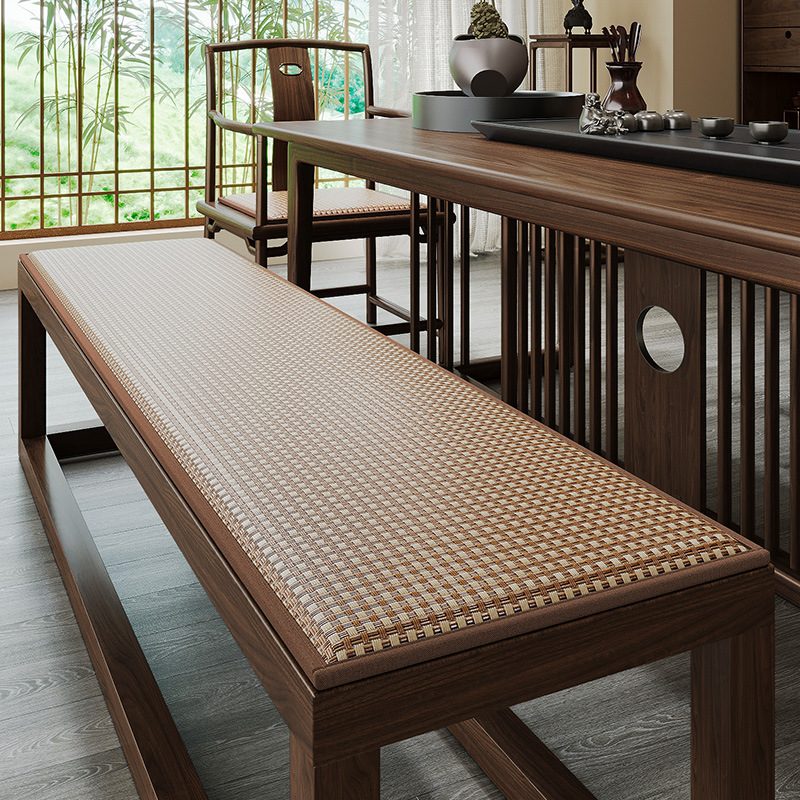 Verano fresco de madera sólida, cojín de asiento largo