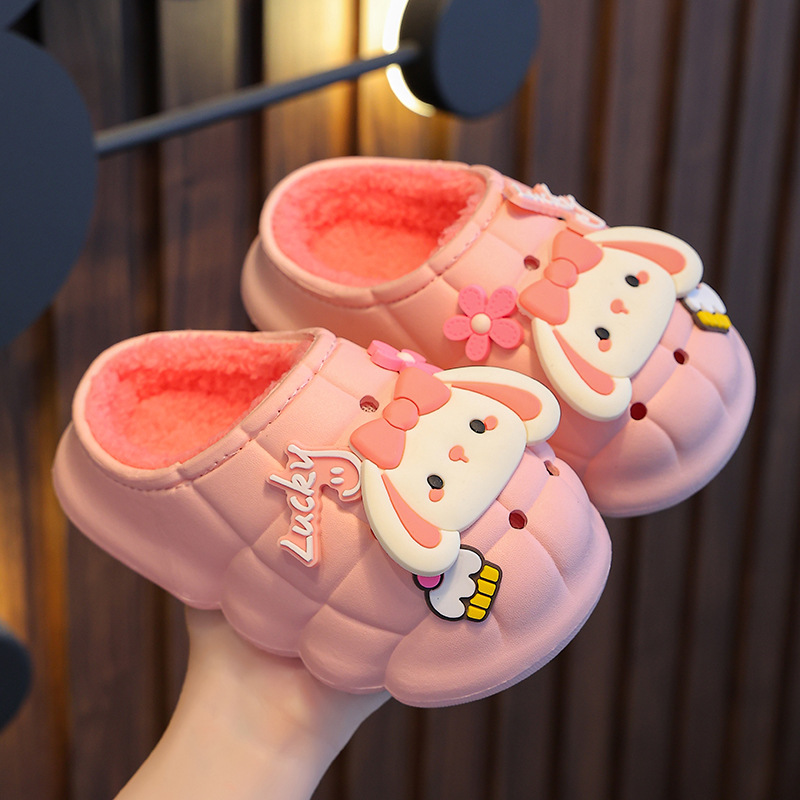 Zapatillas de algodón para niños de invierno niños y niñas cálido forro polar impermeable antideslizante bebé 1-3 años 2 zapatillas de felpa para bebés