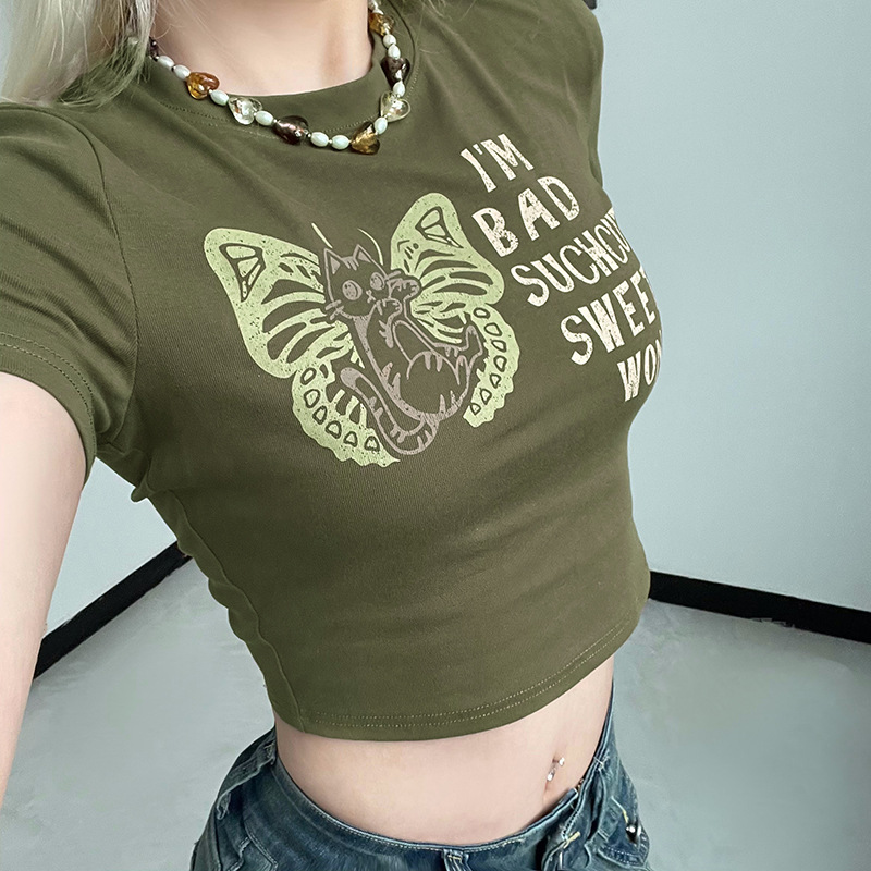 Title 6, T-shirt col rond avec lettres imprimées pour fi...