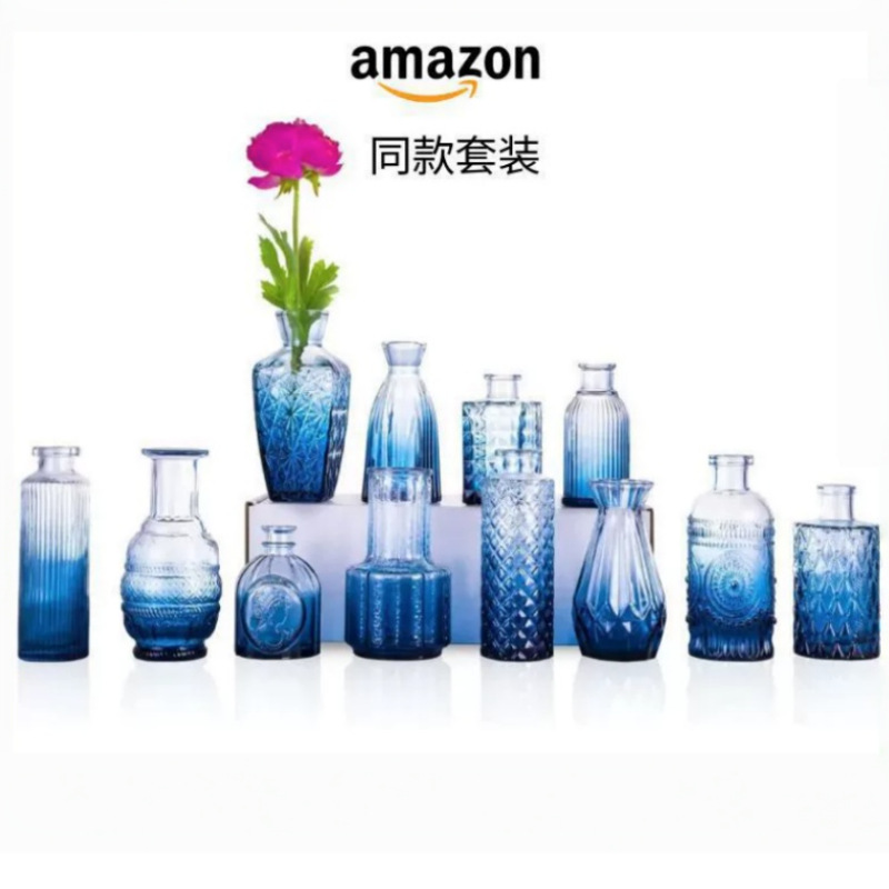 Transparent glass vases for decorating dining tables, home