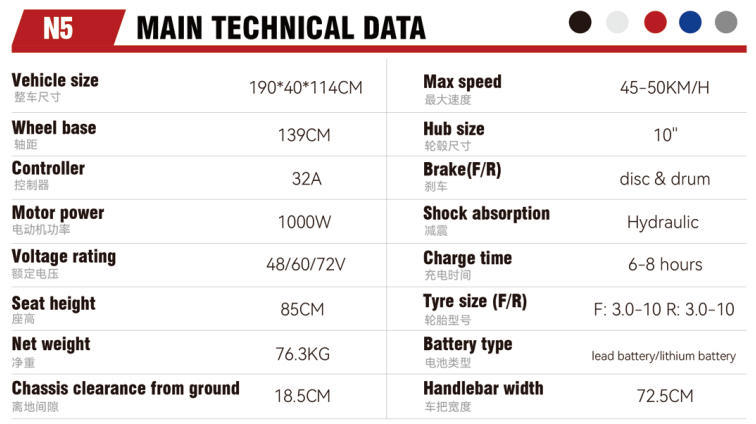 N5 Cross-border Electric Motorcycle, High-Power, Long-Range