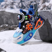 男童加绒奥特曼运动鞋冬季新款旋转扣儿童发光鞋潮酷男童鞋