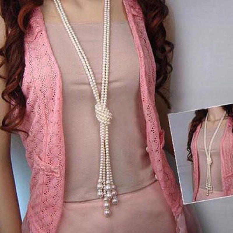 毛衣链秋冬百搭双层项链打结个性长款项链衣服配饰挂件女一件批发|ms