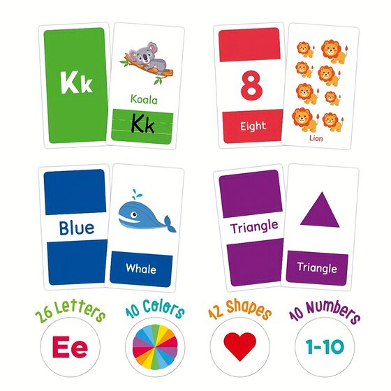 Letter Card 2-4 Years Old Children Early Education Flash Card Learning Number Color Shape Animal ABC English Recognition Card