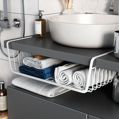 Manufacturer wholesale kitchen wall cabinet hanging basket storage shelf layered organizer wardrobe hanging storage rack medium size