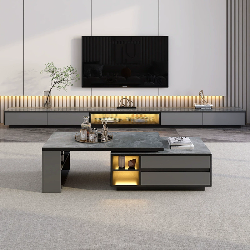 Журнальный столик из сланца, простой современный светлый роскошный телескопический яркий журнальный столик из сланца для гостиной, дома, напольный шкаф для телевизора, комбинация