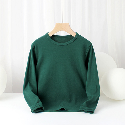 Children's clothing spring and autumn Korean style new boys' bottoming shirts girls cashmere round neck solid color long-sleeved children's T-shirts on behalf of