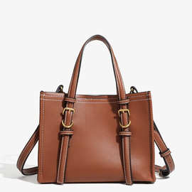 简约2026新款经典女包深棕黄色迷你手提包上班通勤手提单肩斜挎包