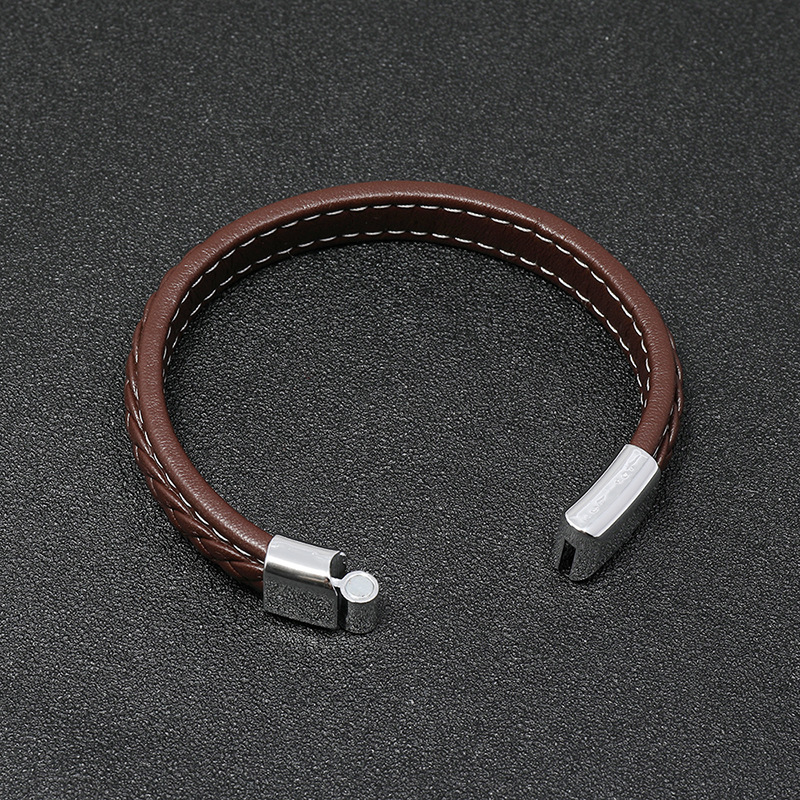 New Brown Casual Simple Braided Leather Bracelet display picture 2