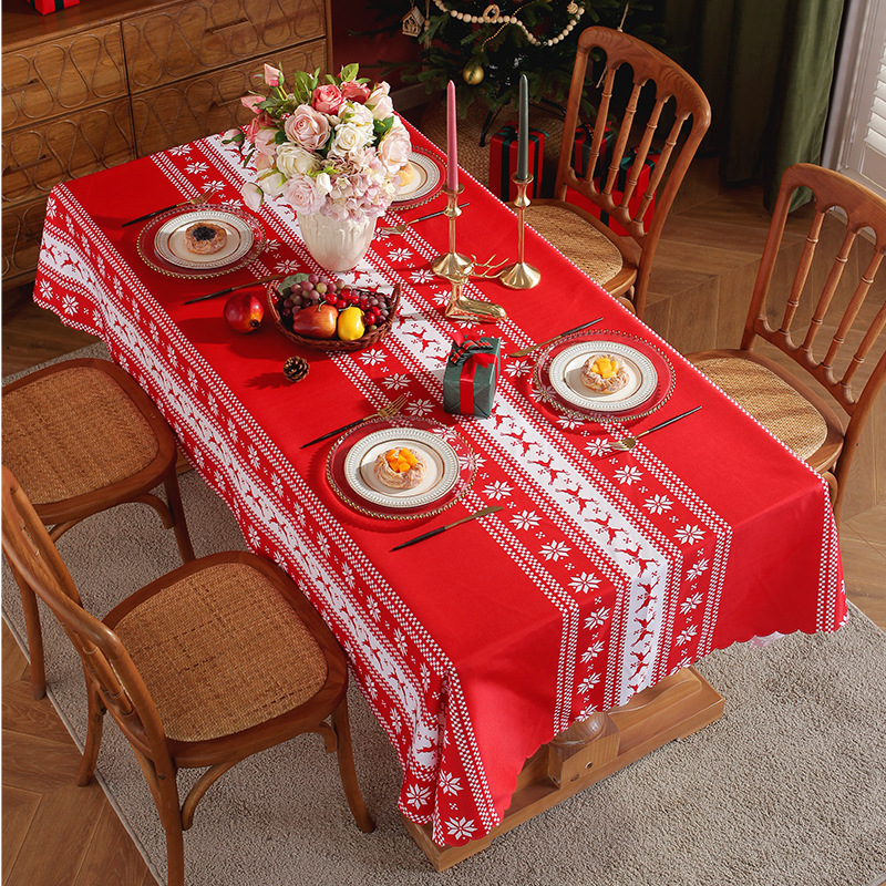 Mantel navideño impermeable de poliéster 2022, diseño moderno rectangular para comedor o sala de estar, venta al por mayor