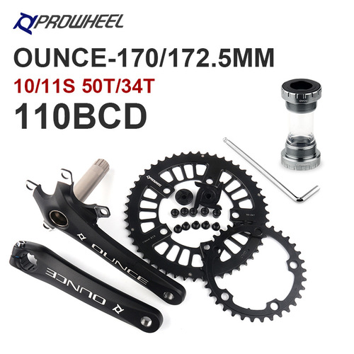 PROWHEEL Haomeng hollow integrated chainring 9/10/11 speed 50-34 tooth road bicycle chainring crank