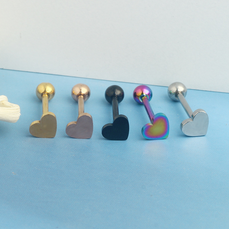 European & American Hot Love Tongue Nail Stainless Steel Straight Rod 5 Color Nipple Ring Tongue Ring Amazon Piercing Jewelry detail image 9