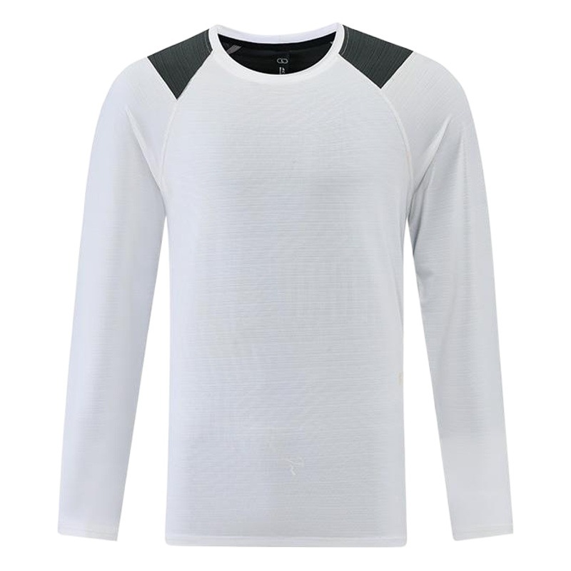 Ropa de secado rápido a juego de color de moda para hombres nueva de cuatro agujas de seis líneas cuello redondo transpirable fitness running baloncesto deportes Camiseta de manga larga