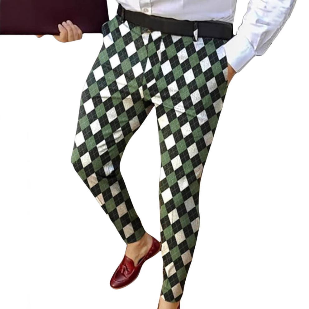 2024 Cross-border Foreign Trade Autumn New Middle Waist Casual Pants Men's Long Pants Digital Printing Slim Fit Men's Straight Leg