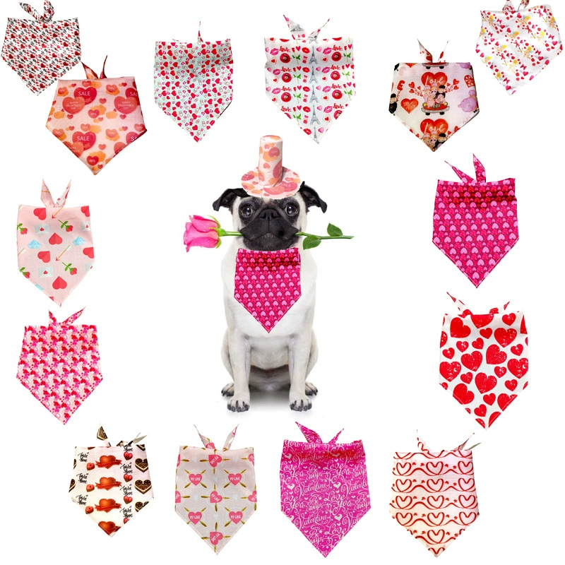 Новое треугольное полотенце для домашних животных на День Святого Валентина популярное вспомогательное праздничное полотенце для слюны кошки собаки товары для домашних животных
