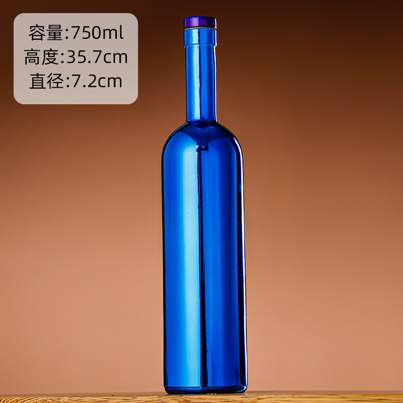 Galvanoplastia botella de vino de vidrio vodka botella de hielo botella de bebida de gama alta botella de vino extranjero botella de vino tinto chapado en oro botella vacía al por mayor