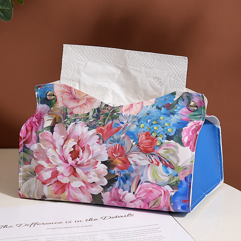 Ins caja de servillas de alto valor de cara caja de papel de salón caja de papel de comedor creativa casera caja de papel de servillas de cuero caja de papel de servillas montada en automóviles