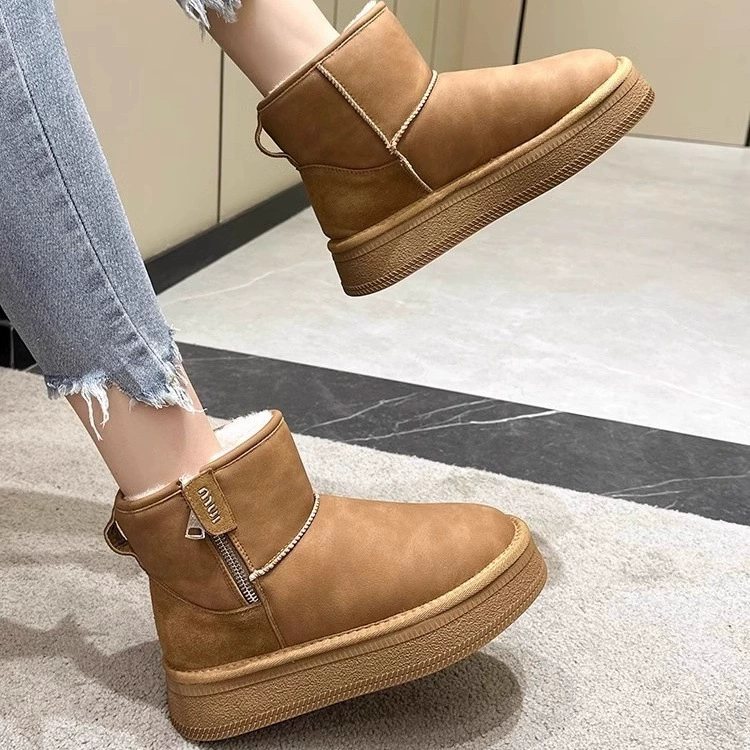 Winter warm low boots with zipper
