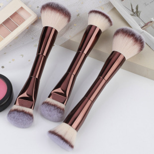 New double-head foundation brush loose paint brush contour brush soft double-head full aluminum tube makeup brush beauty makeup tools cross-border