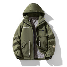 外套男士秋冬款加绒工装夹克大码男装冬季衣服宽松加肥胖子冲锋衣