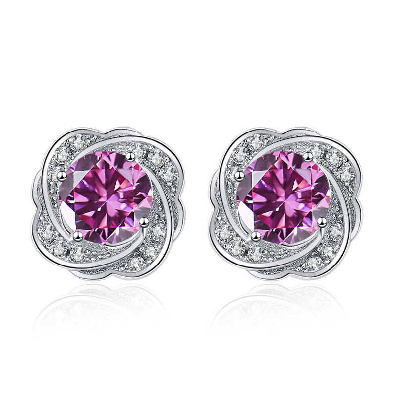 Perforación de diamante de alto nivel de camélia pernos de orejas temperamento de dama flores retro pendientes de plata transfronterizos joyas de estudiantes al por mayor