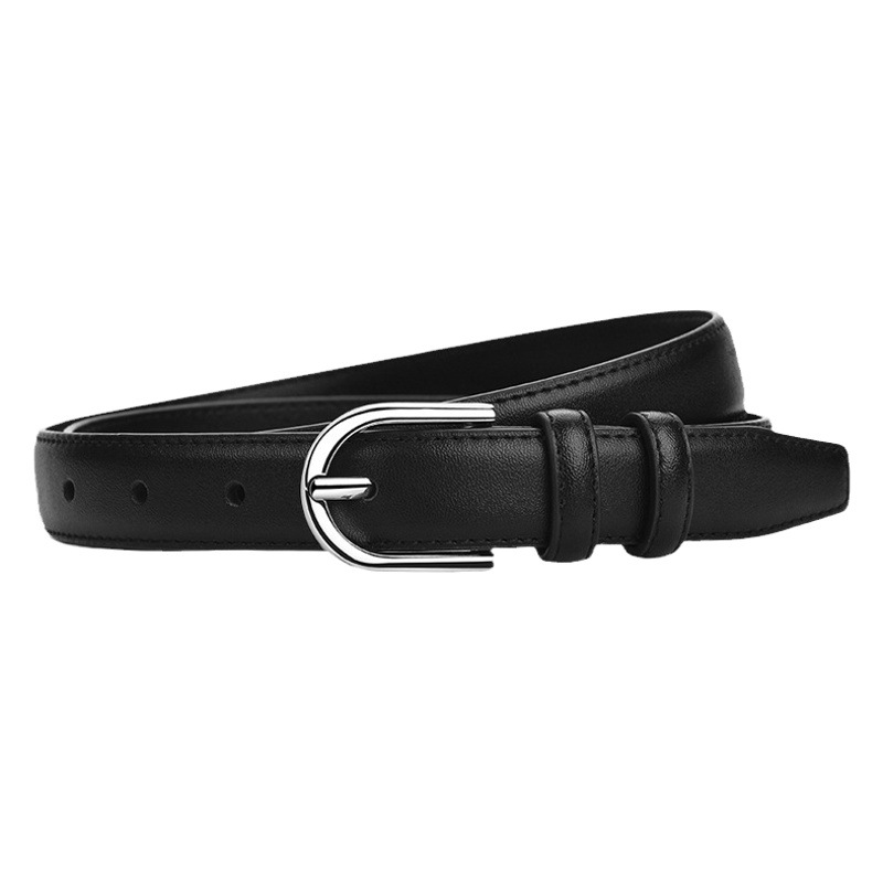 Cinturón de cuero genuino de alta calidad con pantalones vaqueros rectos cinturón de mujer simple diseño de todo fósforo sentido nicho pantalones cinturón