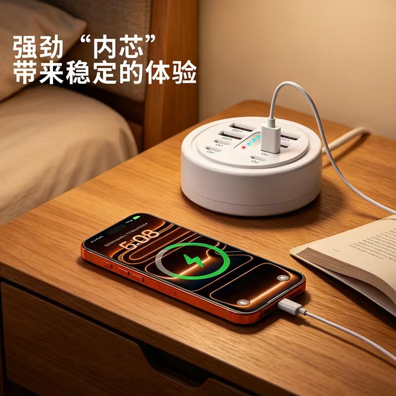 Mini Portable USB Converter Docking Station with Running Lights, Pd Fast Charging, 8-in-1 Multi-Port USB Hub