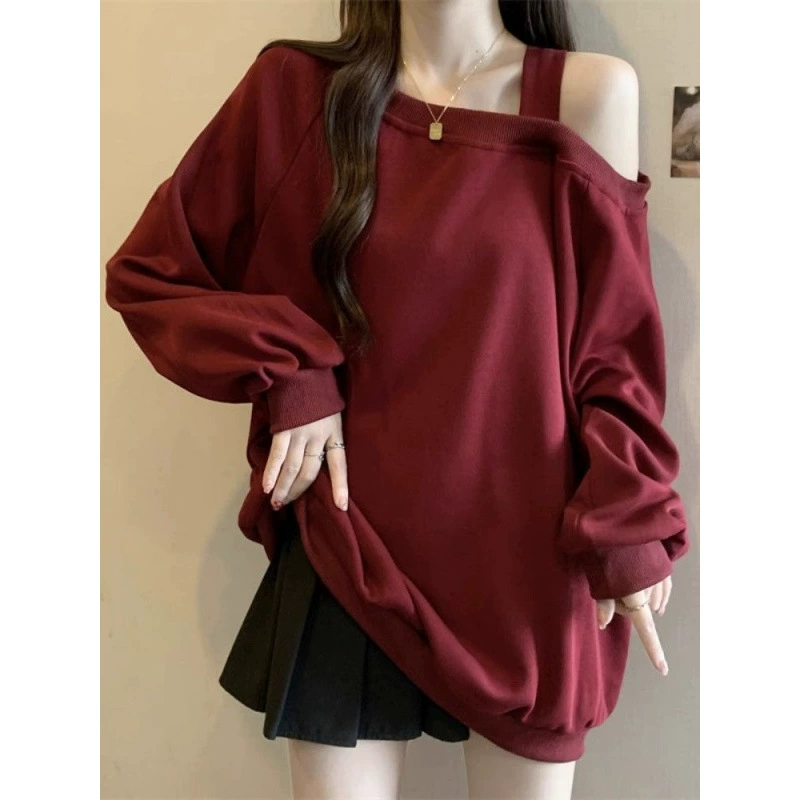 Женский большой размер с длинными рукавами в начале весны тонкий на плече