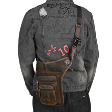 头层油腊皮牛皮 外贸复古男士潮酷手机相机户外腿包腰包 3111