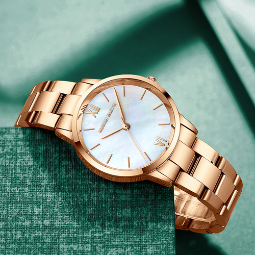 Ladies Japan Movement Waterproof Watch Jade Jade Green Women's Watch Pearl Shell Dial Stainless Steel Strap Watch
