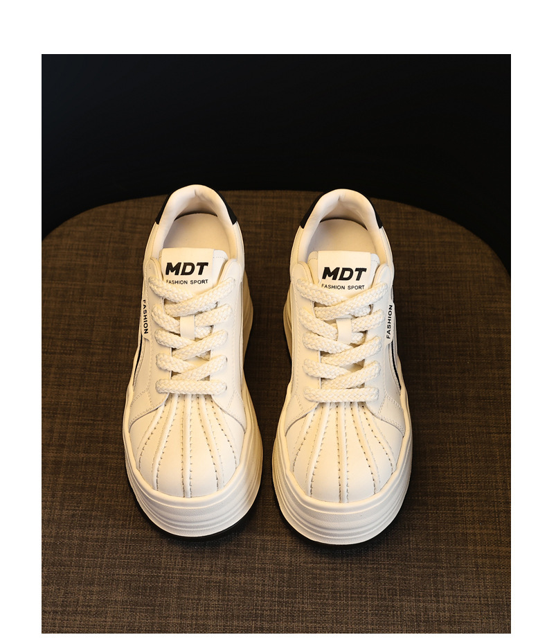 Giày sneaker nữ đế dày tăng chiều cao phong cách basic trắng — Bạc trắng chi tiết 19