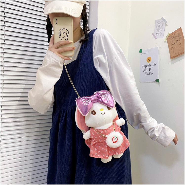 Cartoon Cute Plush Girl Doll One-shoulder Messenger Chain Small Bag display picture 9