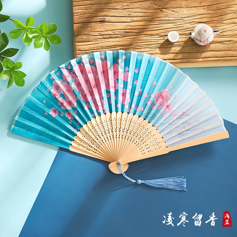 Ventilador Ventilador plegable Estilo chino Estilo antiguo Estilo japonés Mujer borla Verano Niños Plegable portátil Baile Hanfu Mini ventilador