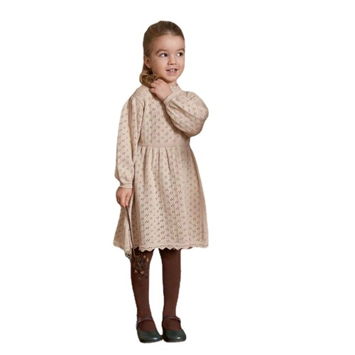 European and American new girls pure cotton dress children's hollow princess dress bebe autumn and winter baby long-sleeved dress