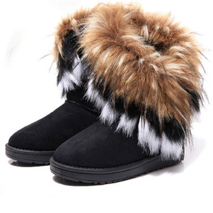2024 New Snow Boots Imitation Fox Fur Snow Boots Women's Mid-Calf Snow Boots Aliexpress Boots Women's Wholesale