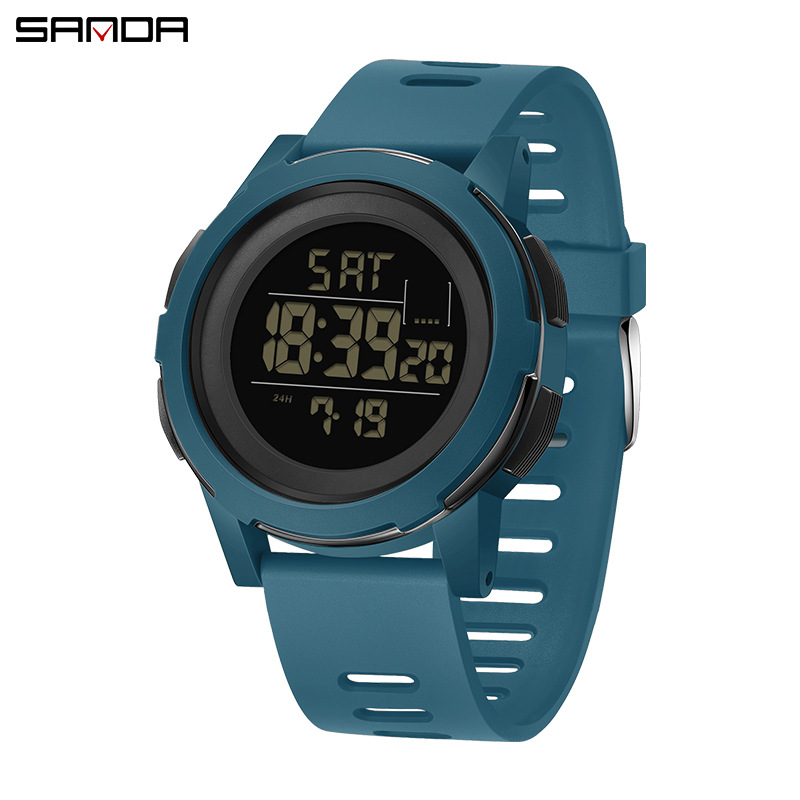 Sanda2188 reloj electrónico de pantalla única tendencia de moda coreana luz nocturna despertador impermeable reloj electrónico 2188