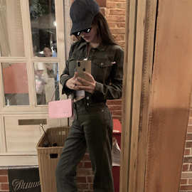 Wuuus【店主私服线】中古黑色牛仔夹克女2025新款秋复古短款外套