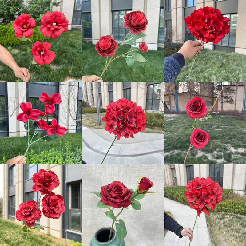 Red simulation flower economic 2.5 yuan series traditional Chinese wedding Chinese style flower arrangement wholesale