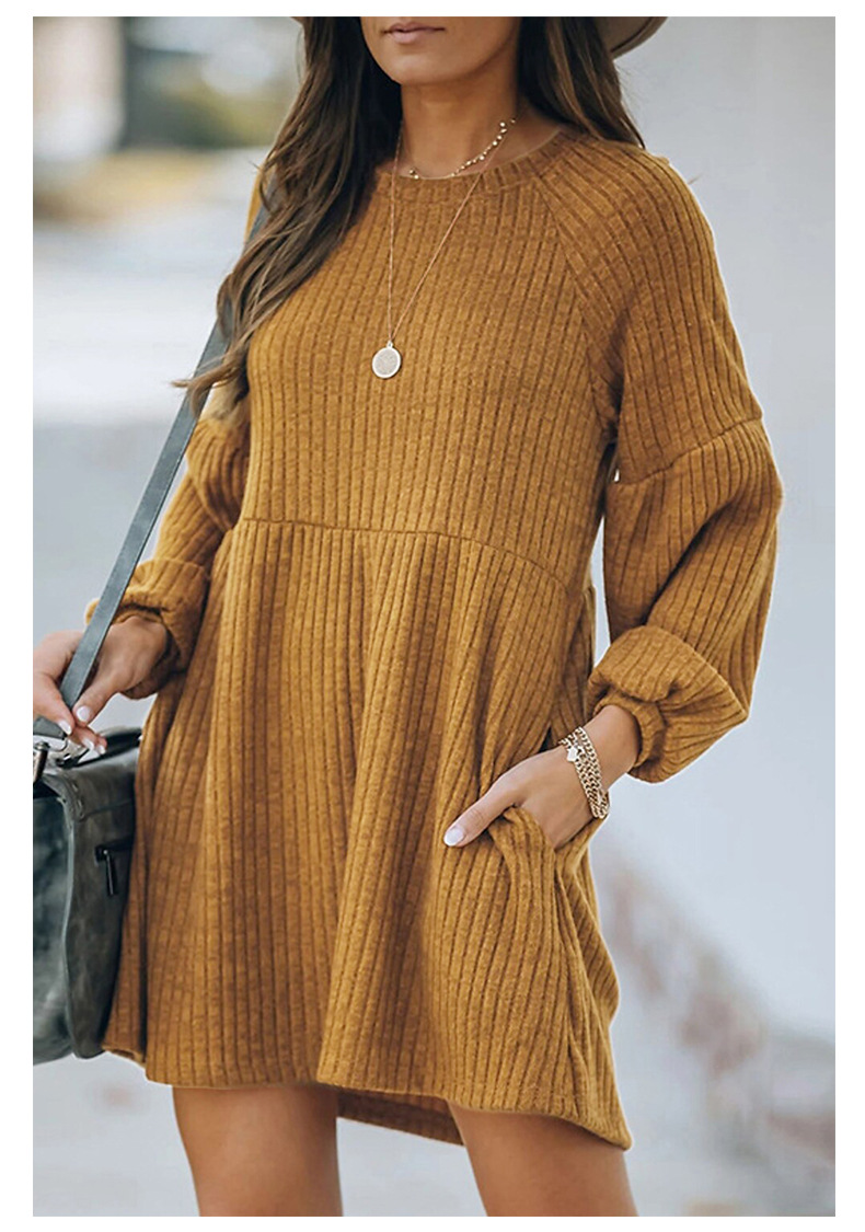 Women's Princess Dress Casual Round Neck Long Sleeve Solid Color Above Knee Daily display picture 2