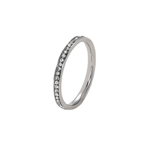 European and American cross-border titanium steel ring design niche diamond-set ultra-fine 2mm couple ring stainless steel jewelry for women