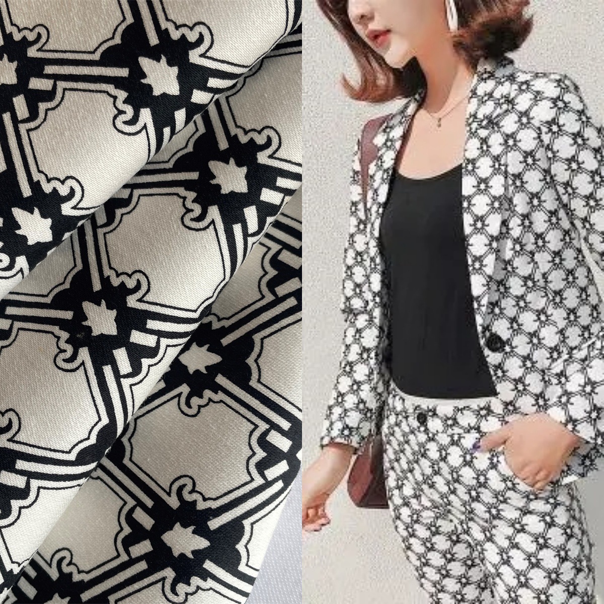 32厚款全棉纬弹贡缎活性印花面料 休闲时装女装裙裤面料