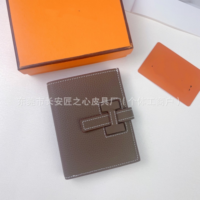 H缝线真皮长款钱包两折多卡位皮夹证件机票零钱收纳钱夹女大容量|undefined