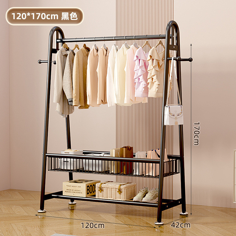 녹슬지 않는 탄소강 | 빅맥 3.2CM 두꺼운 파이프 직경 | 대기 블랙 - 바닥을 걸레질하지 않고 높게 [120CM*170CM] 이중층 프레임